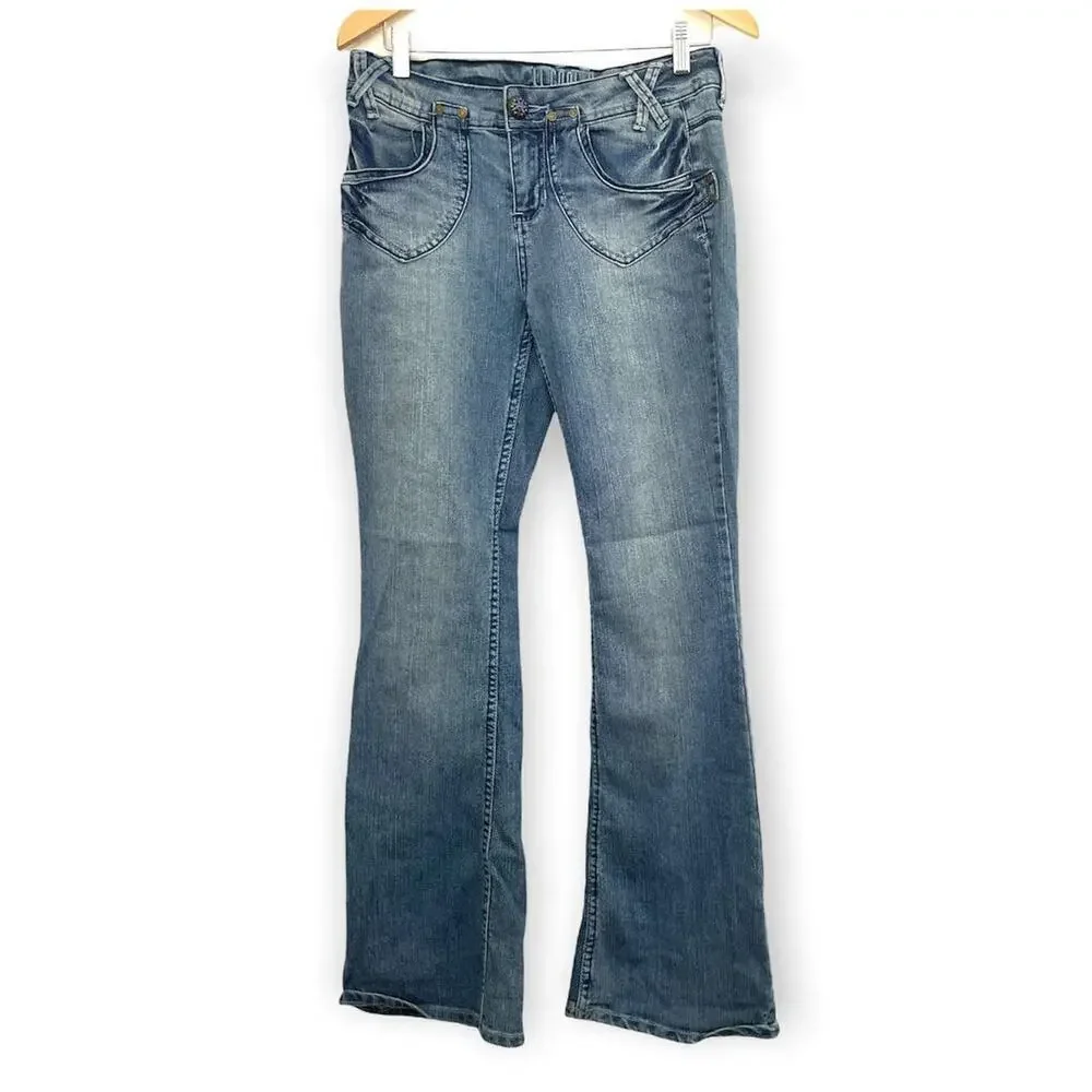 VTG‎ LL Cool J Women's Blue Flare Denim Jeans Sz 5 Y2K Retro Soft 90's